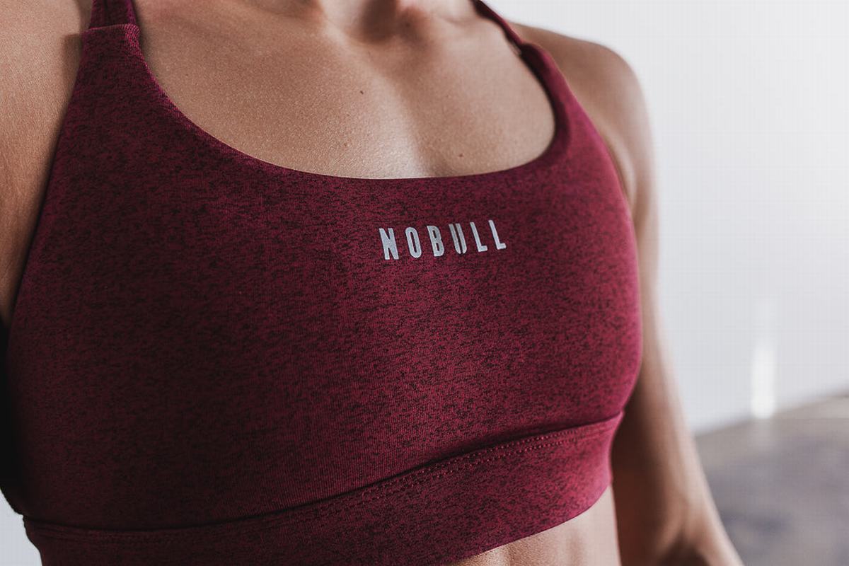 Nobull Plush Heather Women's Sports Bras Dark Red | Australia (CW6057)